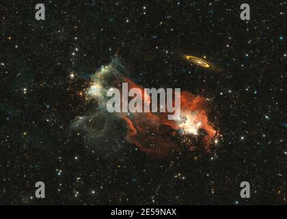 Nuage interstellaire de poussière et de gaz. Champ extrêmement profond. Nebula et les étoiles dans l'espace profond. illustration 3d