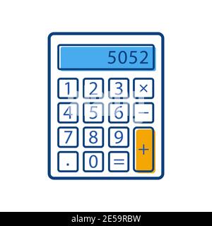 Icône du calculateur de couleur de style linéaire. Calculatrice bleu vif pour le bureau ou l'école. Illustration vectorielle. Illustration de Vecteur