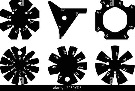 Ensemble d'icônes de jauge conique et d'angle. Outils à main. Vecteur de silhouette Illustration de Vecteur