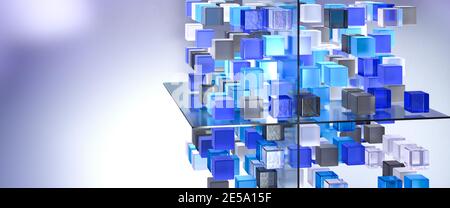 Concept d'entrepôt de données. Découpage et découpage des cubes de données à des fins de Business Intelligence et d'analyse des données. Banque D'Images