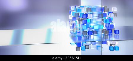 Concept d'entrepôt de données. Découpage et découpage des cubes de données à des fins de Business Intelligence et d'analyse des données. Banque D'Images