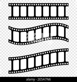 Définissez des bandes de film réalistes dans un design plat sur un arrière-plan transparent. Eps10 Illustration de Vecteur