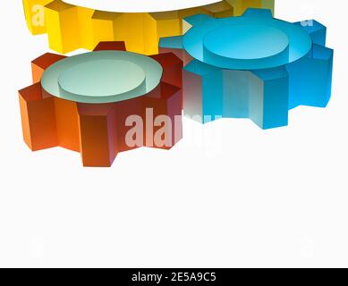 Pignon sur courroie de distribution, fabrication, icône de pignon. Concept de couleur simple en papier. Arrière-plan blanc, espace de copie. Banque D'Images