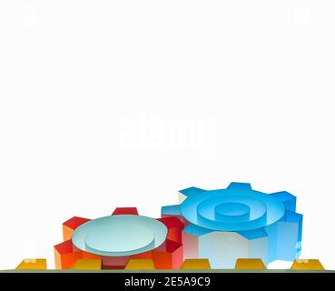 Pignon sur courroie de distribution, fabrication, icône de pignon. Concept de couleur simple en papier. Arrière-plan blanc, espace de copie. Banque D'Images