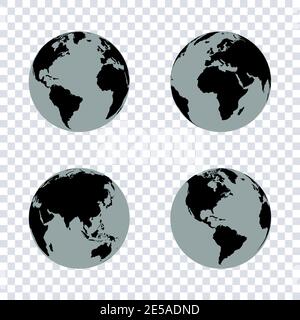 Ensemble de globes de terre sur fond transparent Illustration de Vecteur