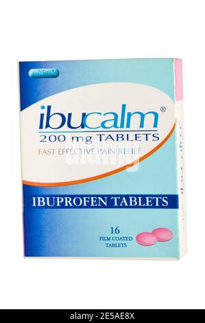 Paquet boîte de comprimés Ibucalm 200mg Ibuprofène Banque D'Images