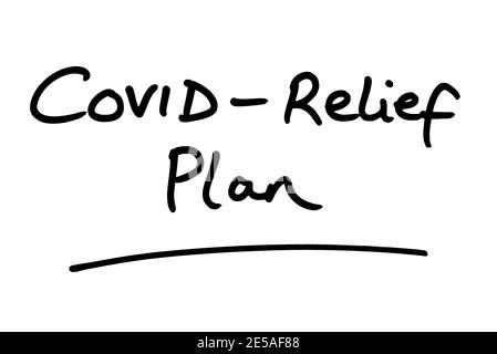 Plan de secours COVID, manuscrit sur fond blanc. Banque D'Images