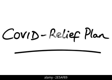 Plan de secours COVID, manuscrit sur fond blanc. Banque D'Images