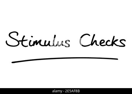 Contrôles de stimulation, écrits à la main sur un fond blanc. Banque D'Images