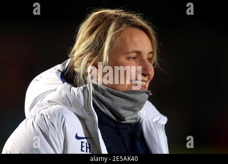 Photo du dossier datée du 12-02-2020 de la gestionnaire de Chelsea Emma Hayes. Date de publication : le mercredi 27 janvier 2021. Banque D'Images