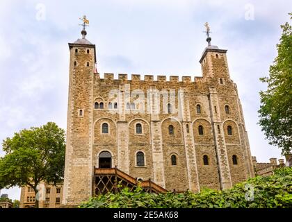 Tour de Londres, Palais royal de sa Majesté et forteresse de la Tour de Londres, château historique sur la Tamise, Londres, Royaume-Uni Banque D'Images