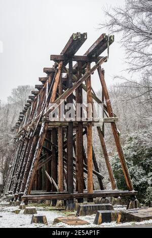 Athènes, Géorgie, États-Unis historique abandonné train tréstle. Banque D'Images