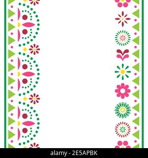 Carte de vœux ou motif d'invitation mexicain Happy vector, motif coloré avec fleurs et formes géométriques Illustration de Vecteur