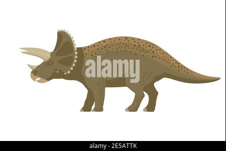 Dinosaure du Triceratops. Illustration vectorielle d'un grand dinosaure préhistorique triceratops isolé sur fond blanc. Illustration de Vecteur