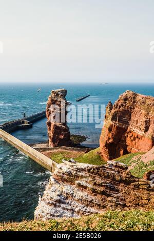 Lange Anna, monument de l'île de Helgoland, Mer du Nord, Schleswig-Holstein, Allemagne Banque D'Images