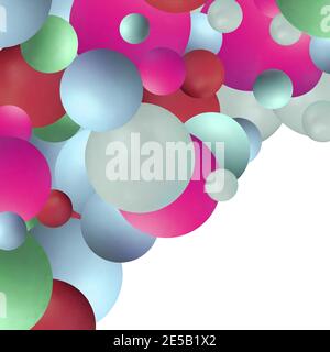 Fond coloré de boules. Arrière-plan vectoriel créé avec des maillages de dégradé. Fond de page pour bannière, affiche, prospectus, carte postale, couverture, brochure. Illustration de Vecteur
