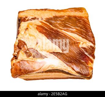 Salo fumé (fatback de porc) avec des couches de viande isolées sur fond blanc Banque D'Images