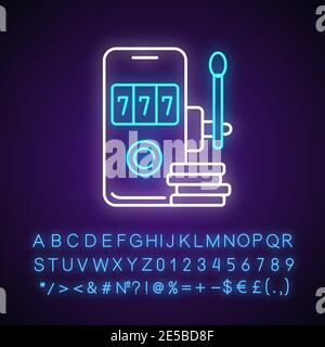 Icône de néon de casino mobile Illustration de Vecteur