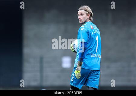 Frederiksberg, Danemark. 27 janvier 2021. William Eskelinen (1) du GF d'Aarhus vu pendant le match d'essai entre le FC Copenhague et le GF d'Aarhus au centre de formation du FC Copenhague à Frederiksberg. (Crédit photo : Gonzales photo/Alamy Live News Banque D'Images