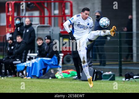 Frederiksberg, Danemark. 27 janvier 2021. Bryan Oviedo (19) du FC Copenhagen vu pendant le match d'essai entre le FC Copenhagen et le GF d'Aarhus au centre de formation du FC Copenhagen à Frederiksberg. (Crédit photo : Gonzales photo/Alamy Live News Banque D'Images