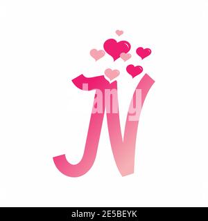 Rose N lettre initiale avec signe d'amour Valentin vecteur conception Illustration de Vecteur