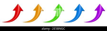 Icône en forme de flèche. Ensemble de flèches vers le haut. Illustration vectorielle. Flèches brillantes isolées sur fond blanc Illustration de Vecteur