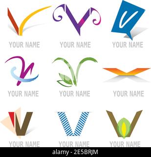 Jeu d'icônes de lettre V décorative - éléments pour le logo Conception Illustration de Vecteur