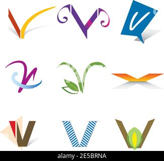 Jeu d'icônes de lettre V décorative - éléments pour le logo Conception Illustration de Vecteur