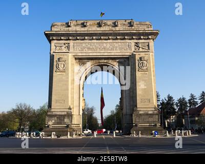 Arc de Triomphe - Monument à Bucarest, capitale roumaine Banque D'Images