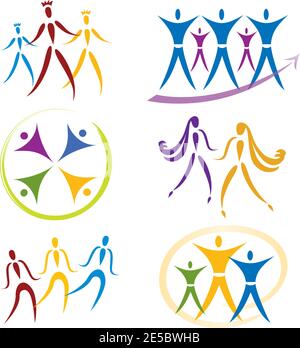 Ensemble de communautés, réseaux sociaux, icônes de sport - équipe - couleurs primaires Illustration de Vecteur