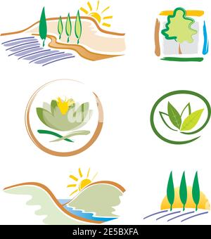 Lot de 6 icônes de la nature pour le logo Illustration de Vecteur