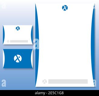 Ensemble d'identité d'entreprise avec en-tête, carte de visite et motif silhouette en bleu Illustration de Vecteur