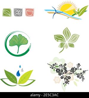Ensemble d'icônes pour logo Design - nature, Paysage et Green Business Illustration de Vecteur