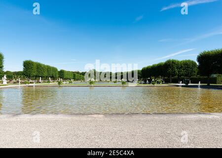 Vue panoramique sur les célèbres jardins baroques de Herrenhausen à Hanovre Germeny Banque D'Images