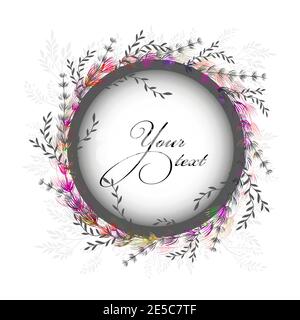 Cadre fleuri rond avec fleurs multicolores. Illustration vectorielle Illustration de Vecteur