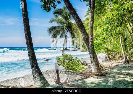 Plage vide et sur la côte, Costa Rica, Amérique centrale 2015 Banque D'Images