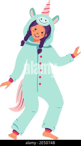 Fille en costume de carnaval de licorne Illustration de Vecteur