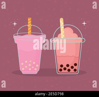 milk-shake et boisson asiatique taïwanaise Illustration de Vecteur