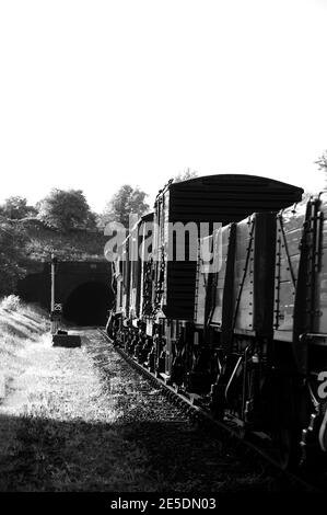 '3850' en quittant Winchcombe avec un train de marchandises et en direction de Greet tunnel. Banque D'Images