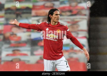 Manchester, Royaume-Uni, 27 janvier 2021. Edinson Cavani de Manchester United. Credit Anthony Devlin/Alay Live News Banque D'Images