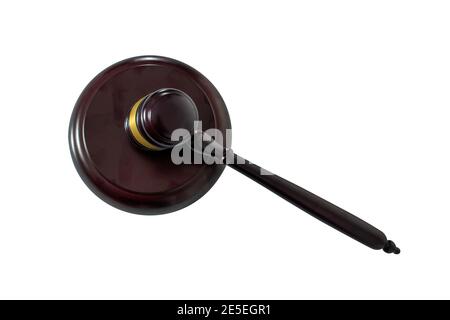 jugez le gavel et la carte son isolés sur fond blanc Banque D'Images