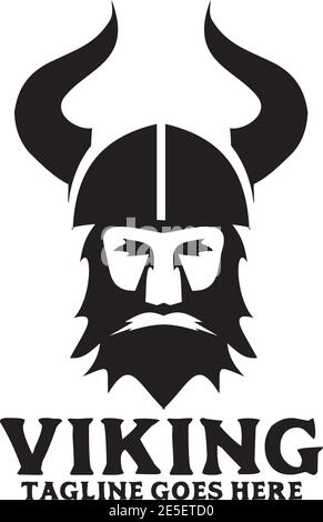 Modèle de conception du logo vectoriel du casque à tête viking Illustration de Vecteur