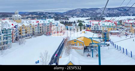 Village de Mont Tremblant en hiver, Québec, Canada Banque D'Images