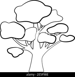 Chêne Doodle. Arbre de dessin à la main, illustration vectorielle d'esquisse Illustration de Vecteur