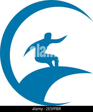 Modèle vectoriel de conception d'icône de logo surfer Illustration de Vecteur