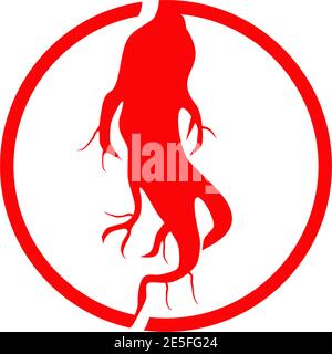 Modèle vectoriel de conception de logo de ginseng coréen Illustration de Vecteur