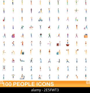 100 personnes icons set. Cartoon illustration de 100 personnes icônes vector set isolé sur fond blanc Illustration de Vecteur