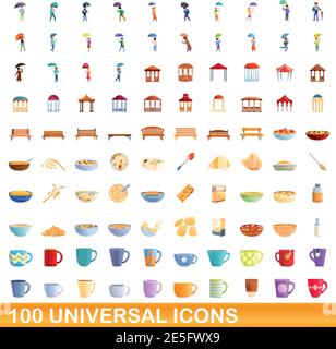 100 icônes universelles set. Cartoon illustration de 100 icônes universelles vector set isolé sur fond blanc Illustration de Vecteur