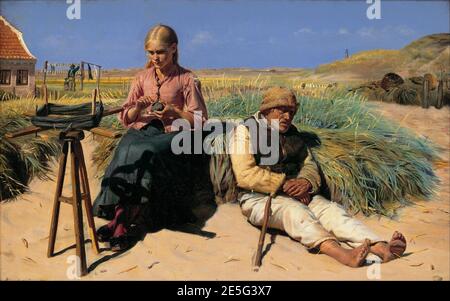 Michael Ancher - Figures dans un paysage. Aveugles Kristian et Tine parmi les dunes Banque D'Images