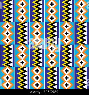 Kente African tribal vecteur design - traditionnel nwentoma textile ou Motif sans couture à imprimé dans le lointain inspiré des tissus traditionnels ghanéens Illustration de Vecteur